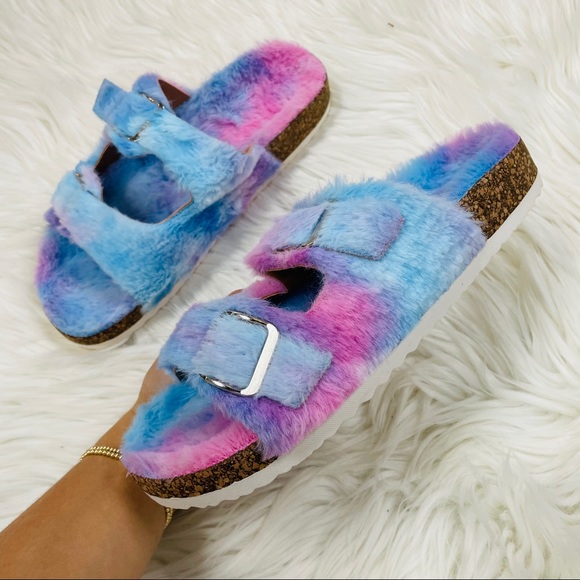 Purple tie dye fur sandal - Picture 5 of 6